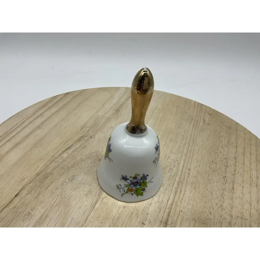 Vintage Norleans White‎ Porcelain Floral Hand Bell Small Japan Collectible